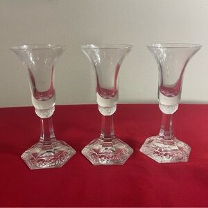 Vintage Crystal Candle Holders Set of 3 Classic Rose Pattern By Rosenthal Group